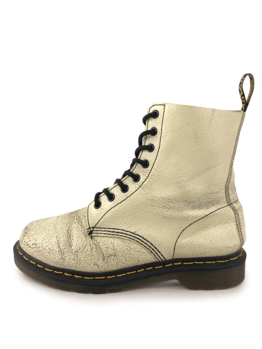 Dr. Martens Pascal Crackle White Leather Lace Up Boots 9
